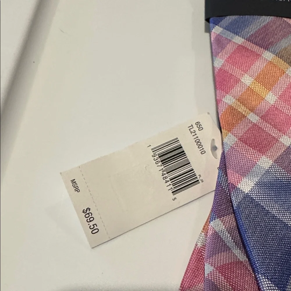 NWT Tommy Hilfiger Pastel Large Print Plaid Tie Easter Spring Summer‎ Silk Blend